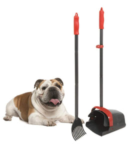 Petmate Clean Response Swivel Bin & Rake Durable Plastic Pooper Scooper Gray/Red
