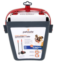 Load image into Gallery viewer, Petmate Clean Response Swivel Bin &amp; Rake Durable Plastic Pooper Scooper Gray/Red

